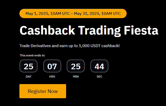 바이비트 페이백 이벤트 Register Now 클릭