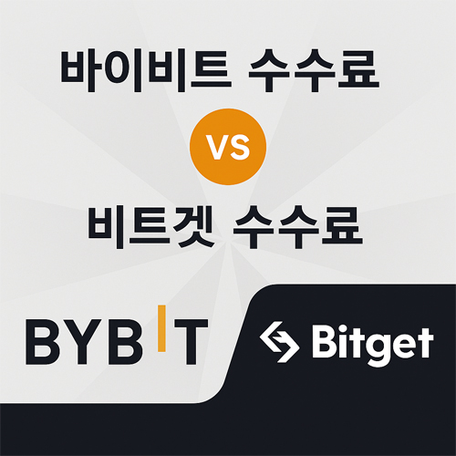 바이비트 수수료 vs 비트겟 수수료 비교 배너 – 거래소 로고와 수수료 비교 강조 이미지