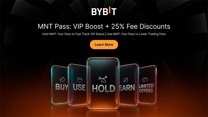 바이비트 맨틀 MNT VIP 패스 이벤트 – 최대 1.5배 VIP 부스트와 25% 수수료 할인 혜택 안내 배너