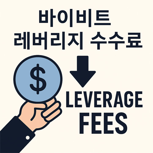 바이비트 레버리지 수수료 인포그래픽|손에 들린 코인과 레버리지 수수료 지불 개념 이미지